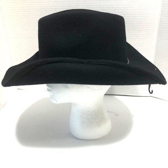 NWOT House of Harlow Black Wool Western Hat Women\'s‎ M Adjustable Faux Leather main image 9
